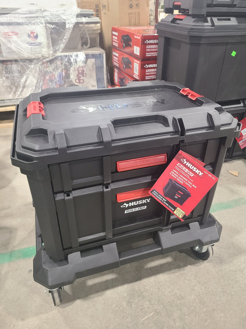 Husky Build-Out Large 2-Drawer Tool Box with Rolling Dolly