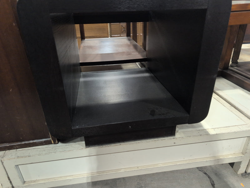 Black Side Table with Opaque Glass Top