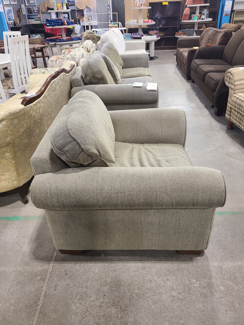 Plush Sage Green Textured Fabric Armchair