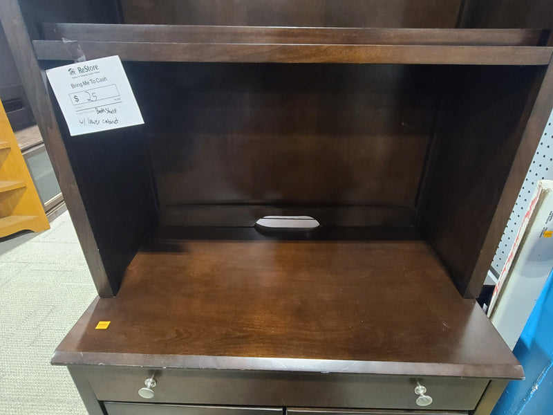 Excellent Condition Versatile Dark Wood Hutch and Cabinet Combo