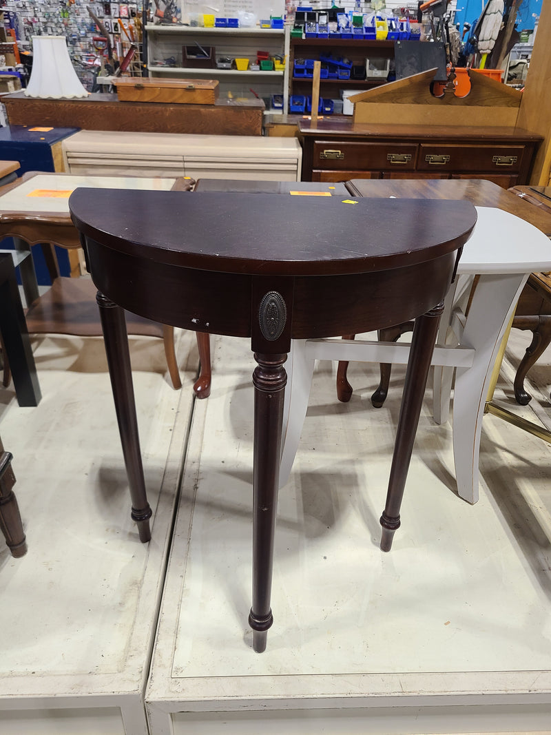 Traditional Dark Mahogany Half-Moon Demilune Console Table