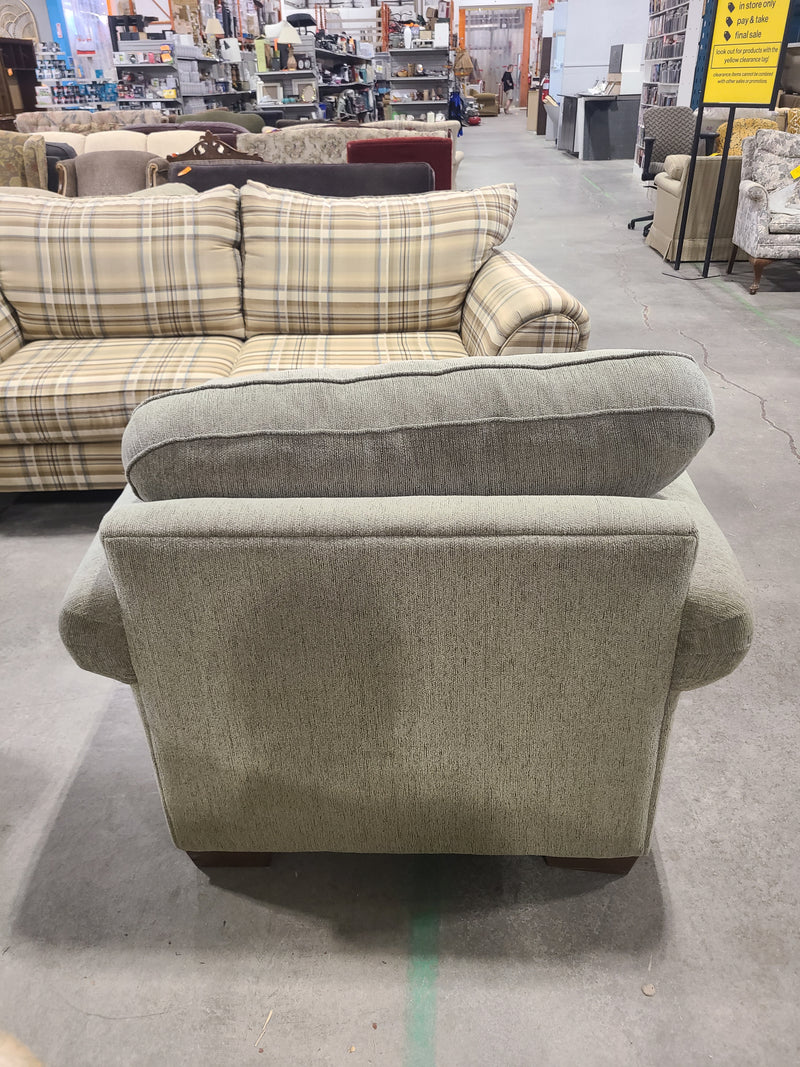 Plush Sage Green Textured Fabric Armchair