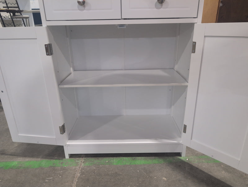 White Nightstand with Drawers and Shelves