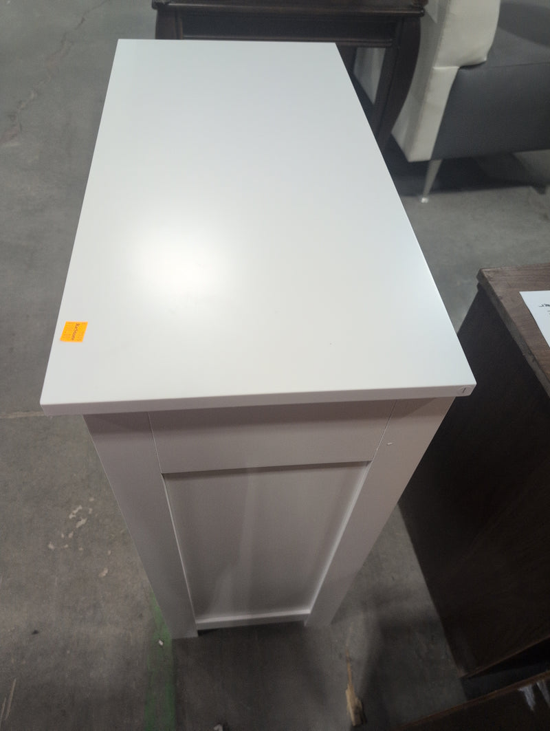 White Nightstand with Drawers and Shelves