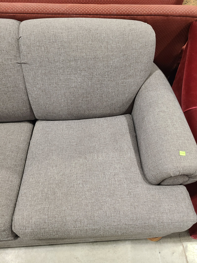 Excellent Condition Contemporary Grey Fabric Sofa with Rolled Arms