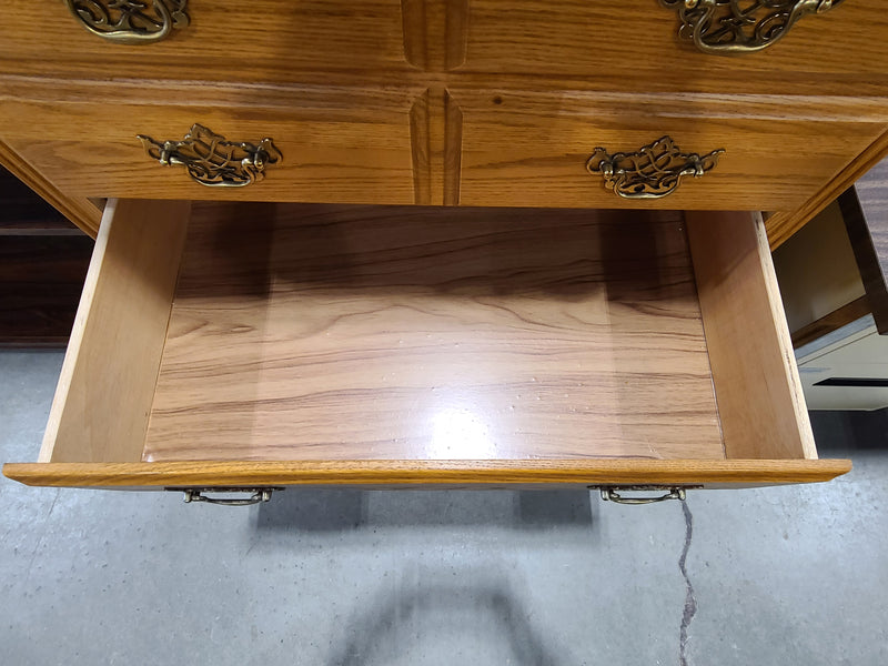 Traditional Golden Oak 5-Drawer Tallboy Chest of Drawers