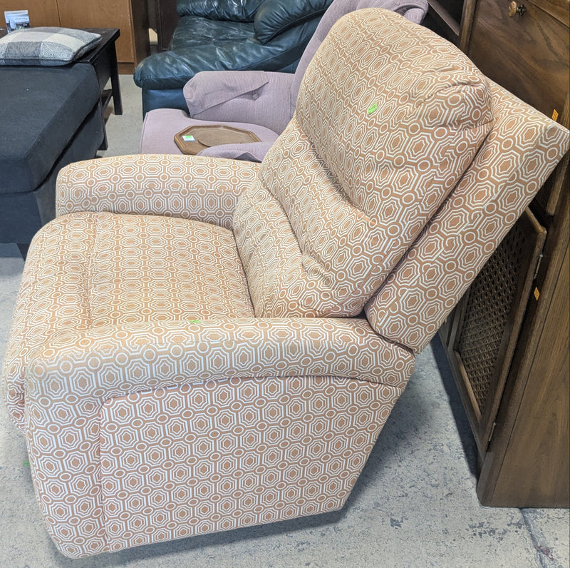 Orange Geometric Patterned Recliner