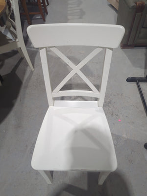 Set of 4 White Wooden Dining Chairs