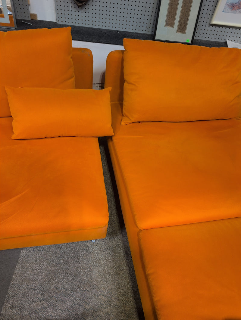 Bright Orange Modular Sectional 3 Piece Sofa