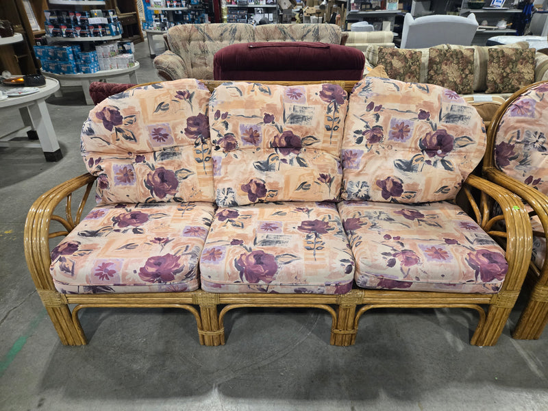 Vogel Rattan Floral Print 3-Seater Sofa