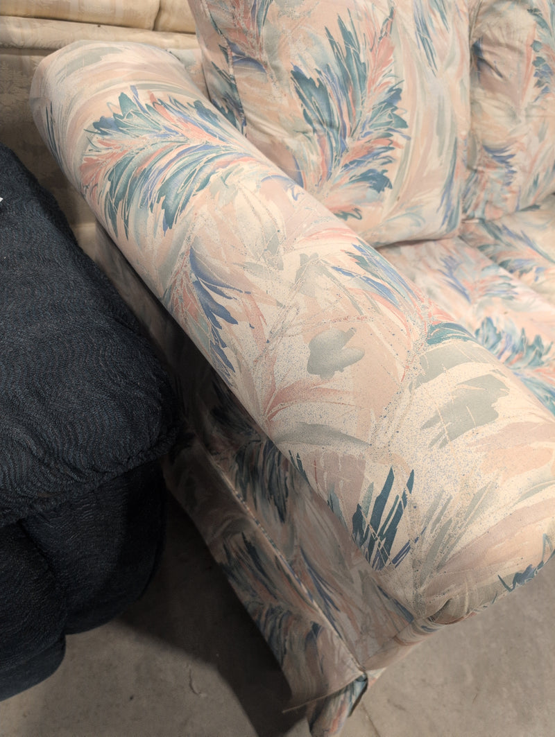 Pink, Blue, Teal, and White Loveseat