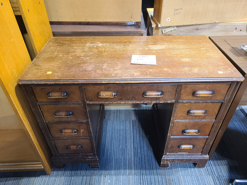 Vintage Classic Wooden Office Desk with 9 Drawers