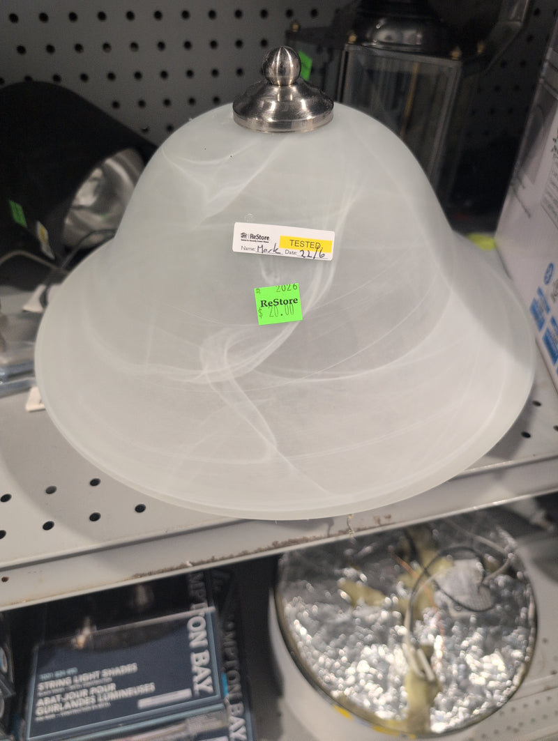 Glass Bell Shade with White Swirls