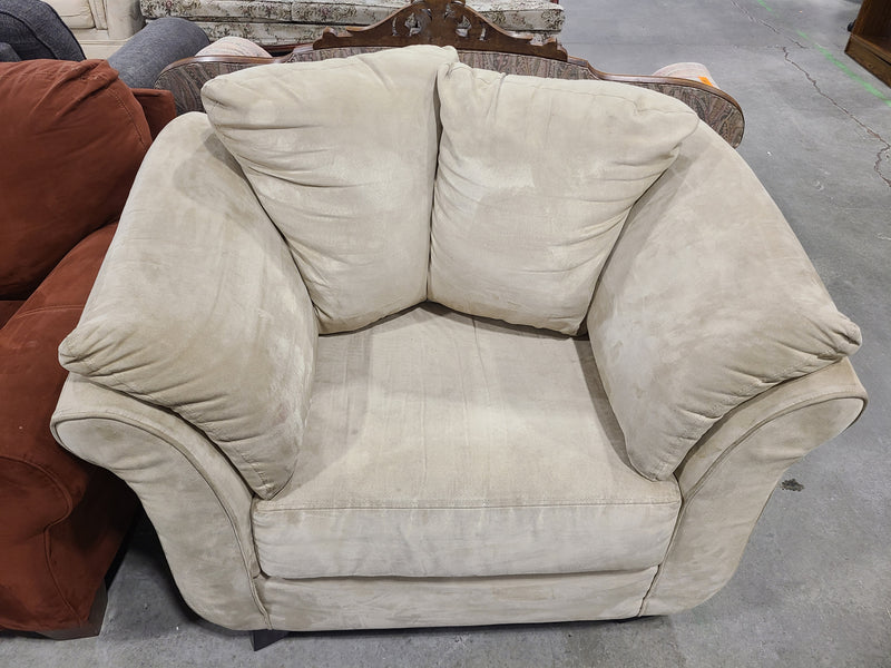 Plush Beige Microfiber Armchair