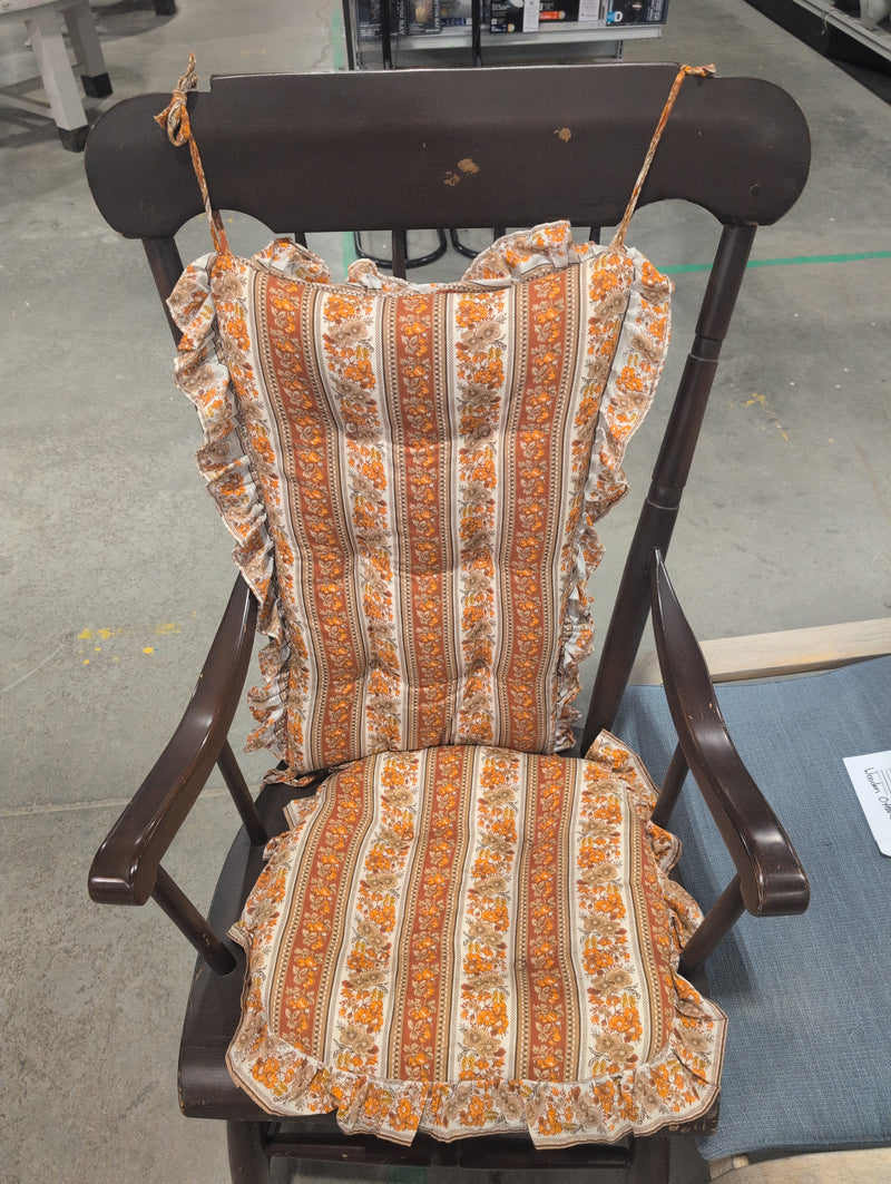 Wooden Rocking Chair with Floral Cushions