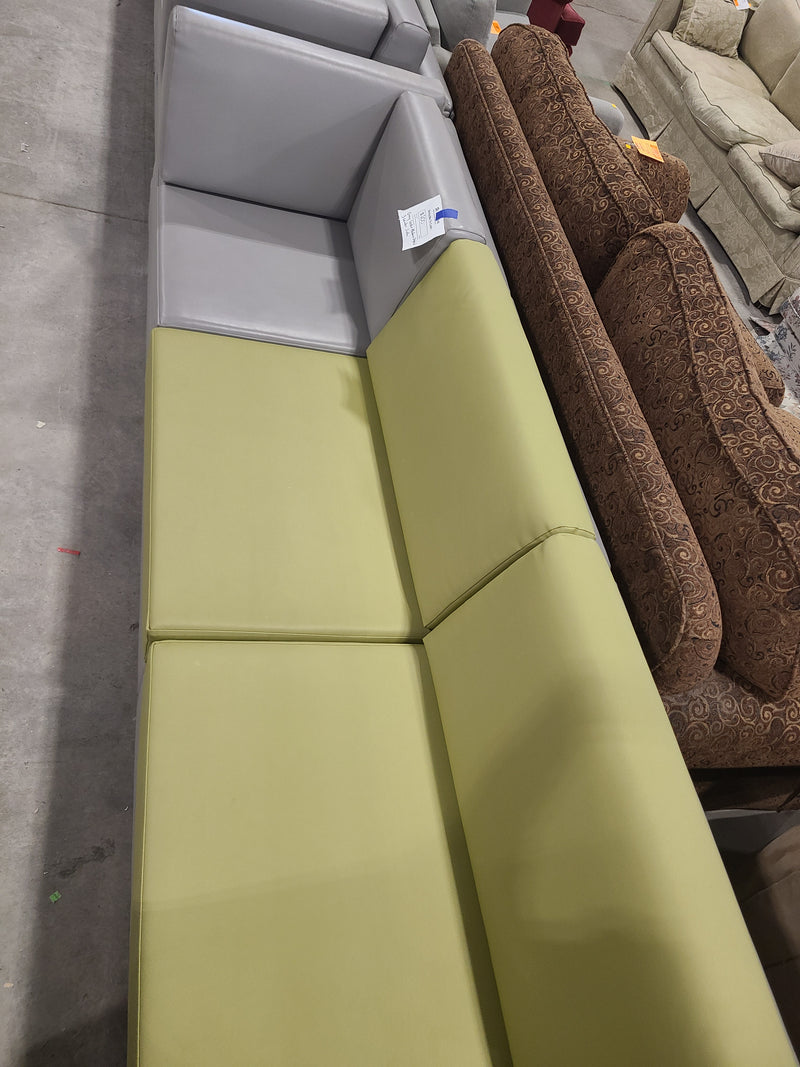 Modern Two-Tone Green and Gray 3-Seat Sectional Sofa
