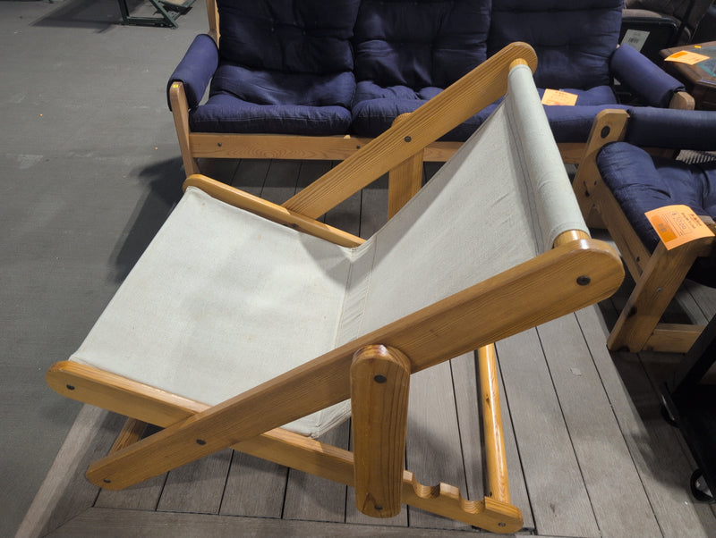 Wooden Sling Beach Chair with Adjustable Recline