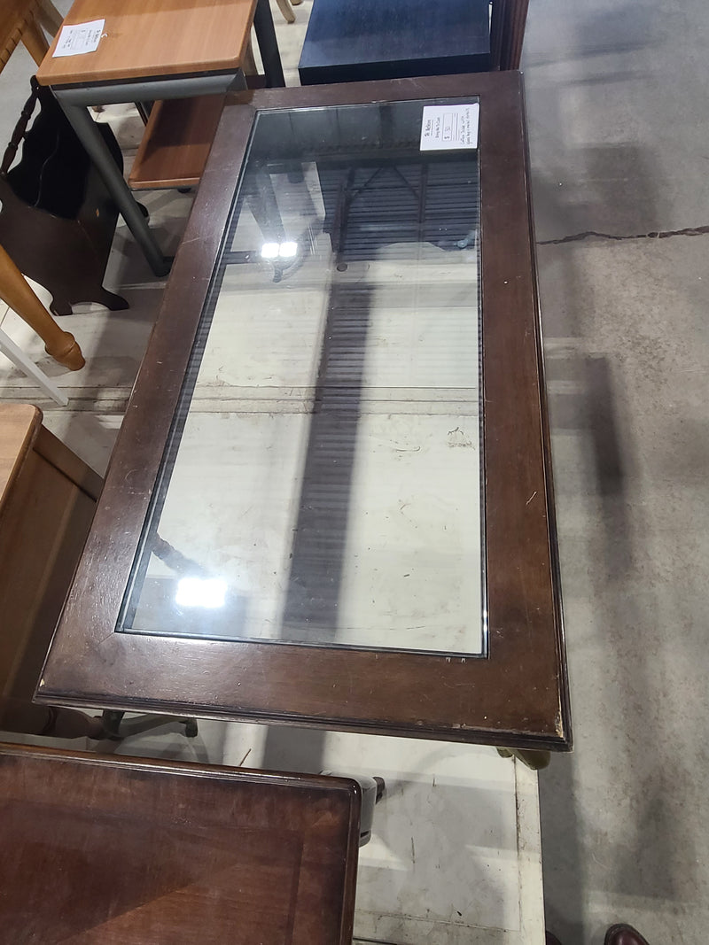Elegant Coffee Table with Glass Top and Metal Details