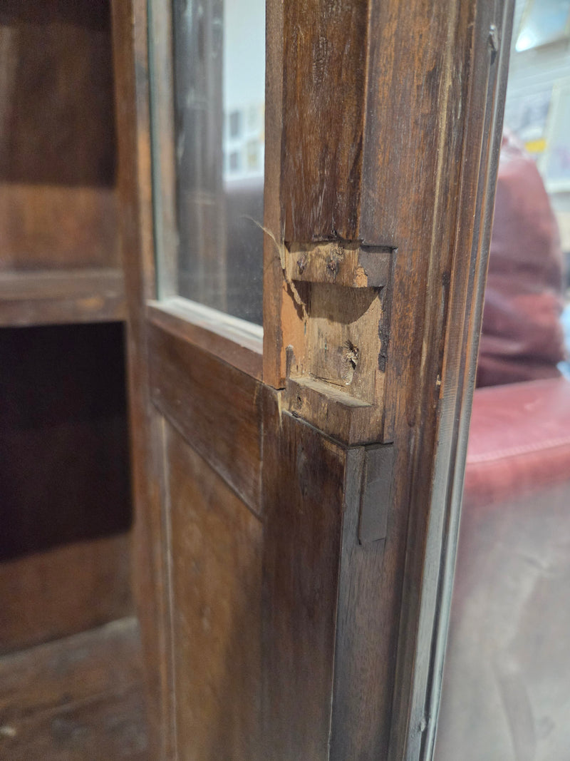 Vintage Hand-Carved Cambodian Teak Display Cabinet