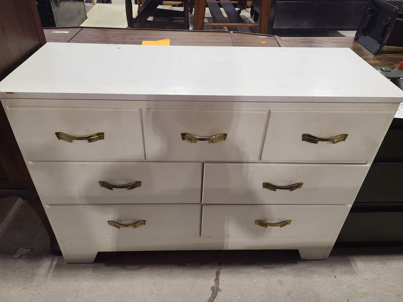 Vintage Style White 7-Drawer Dresser with Brass Hardware