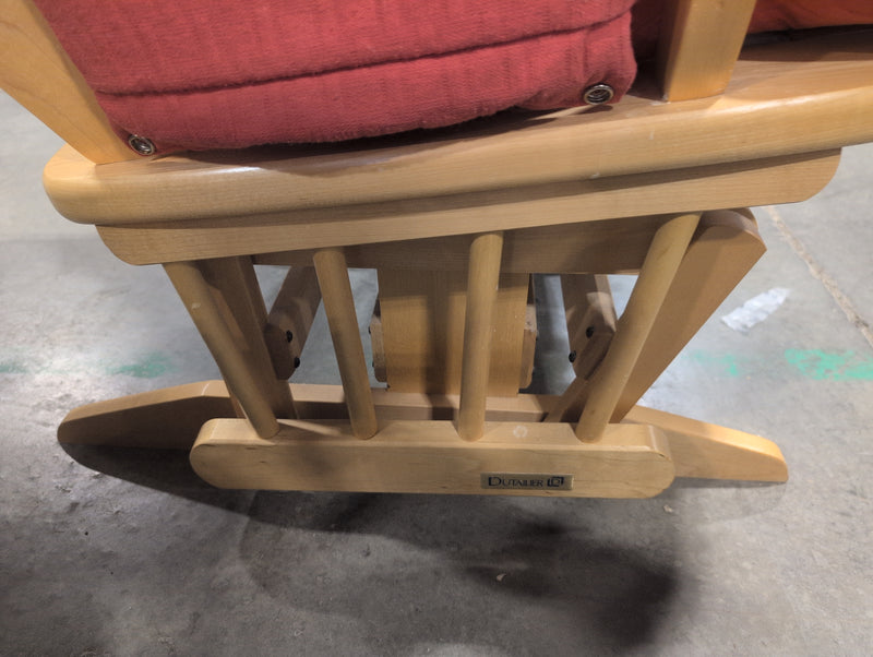 Rocking Chair with Red Fabric and Wood Body
