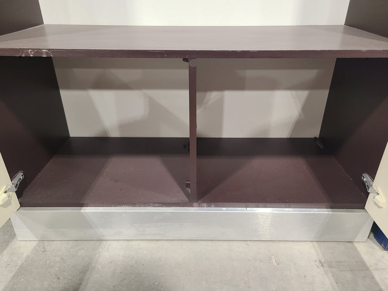 Modern Contemporary Two-Tone Cabinet Unit with Smoked Glass Doors