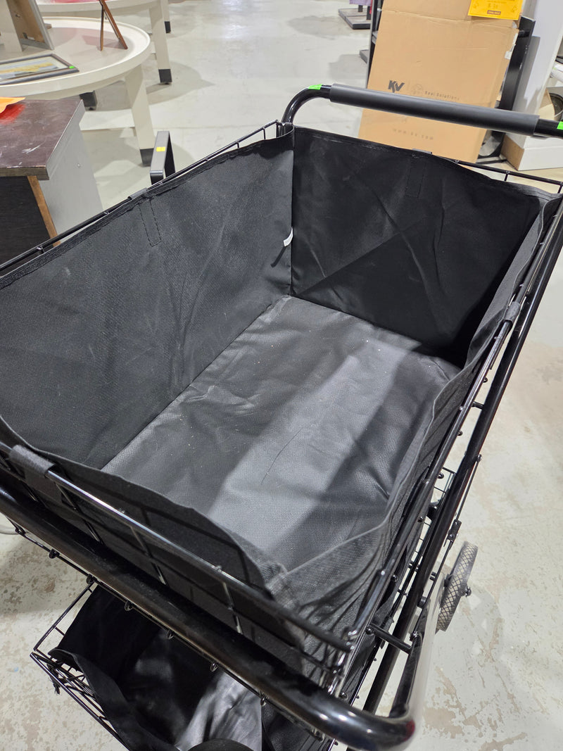 Two-Tier Folding Metal Rolling Utility Cart