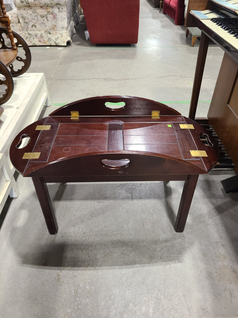 Vintage The Bombay Company Oval Butler Tray Coffee Table with Drop Leaves