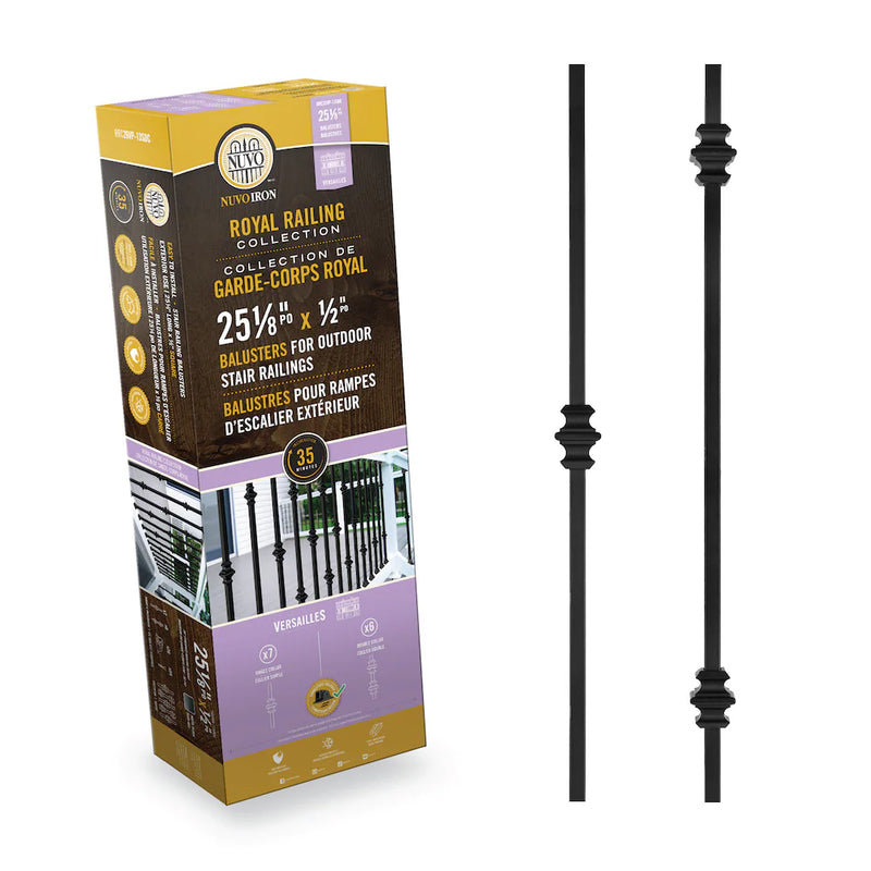 Nuvo Iron Royal Railing Collection "Versailles" Outdoor Stair Balusters – 25-1/8" x 1/2" (13-Pack)
