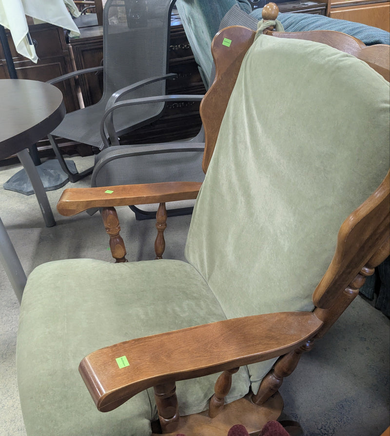 Antique Green Rocking Chair with Pull Out Footrest