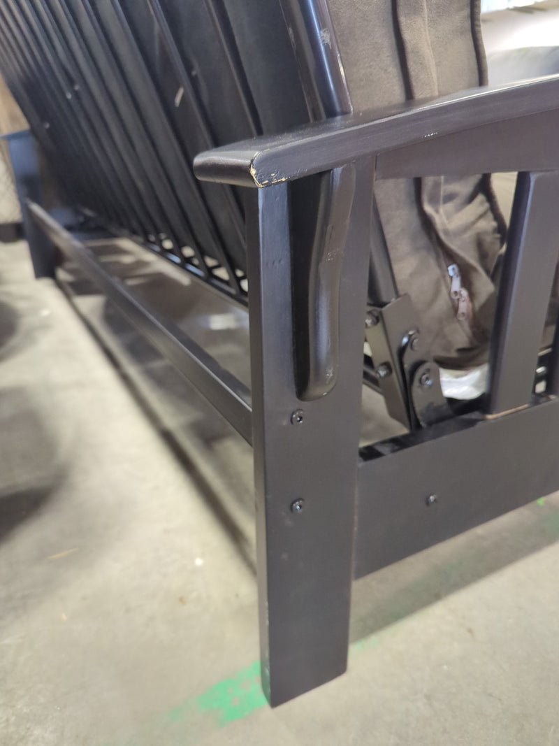 Black Metal Framed Futon with Brown Mattress