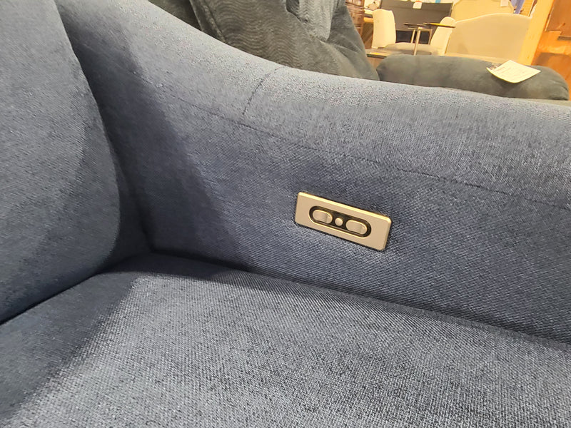 Dufresne Blue Fabric Power Reclining Loveseat
