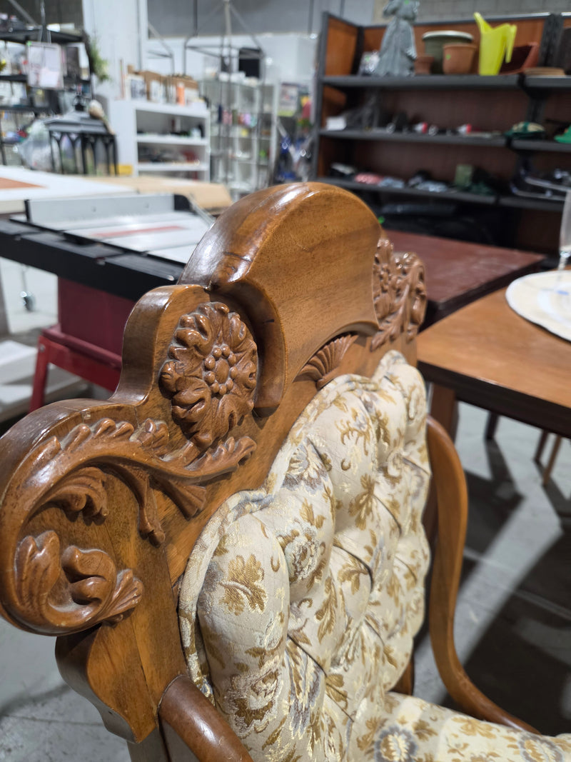 Vintage Carved Wood Accent Chair