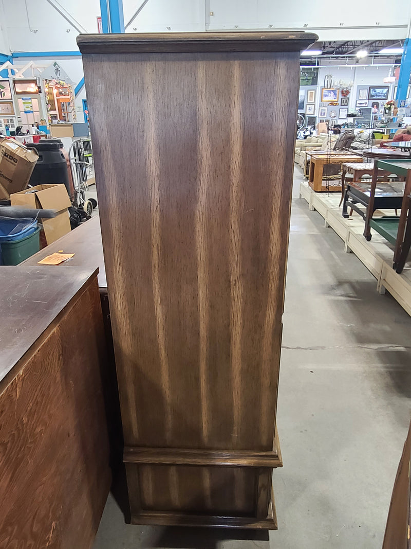 Traditional Oak-Finish Gentleman's Chest / Armoire with Mirror