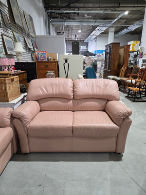 Vintage Dusty Pink Leather Loveseat