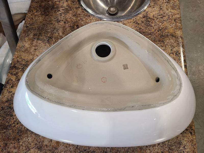 Modern Porcelain Triangular Above-Counter Sink in White