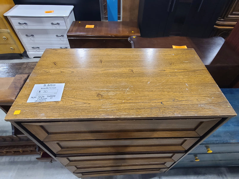 Vintage Mid-Century Modern Style 5-Drawer Tallboy Dresser