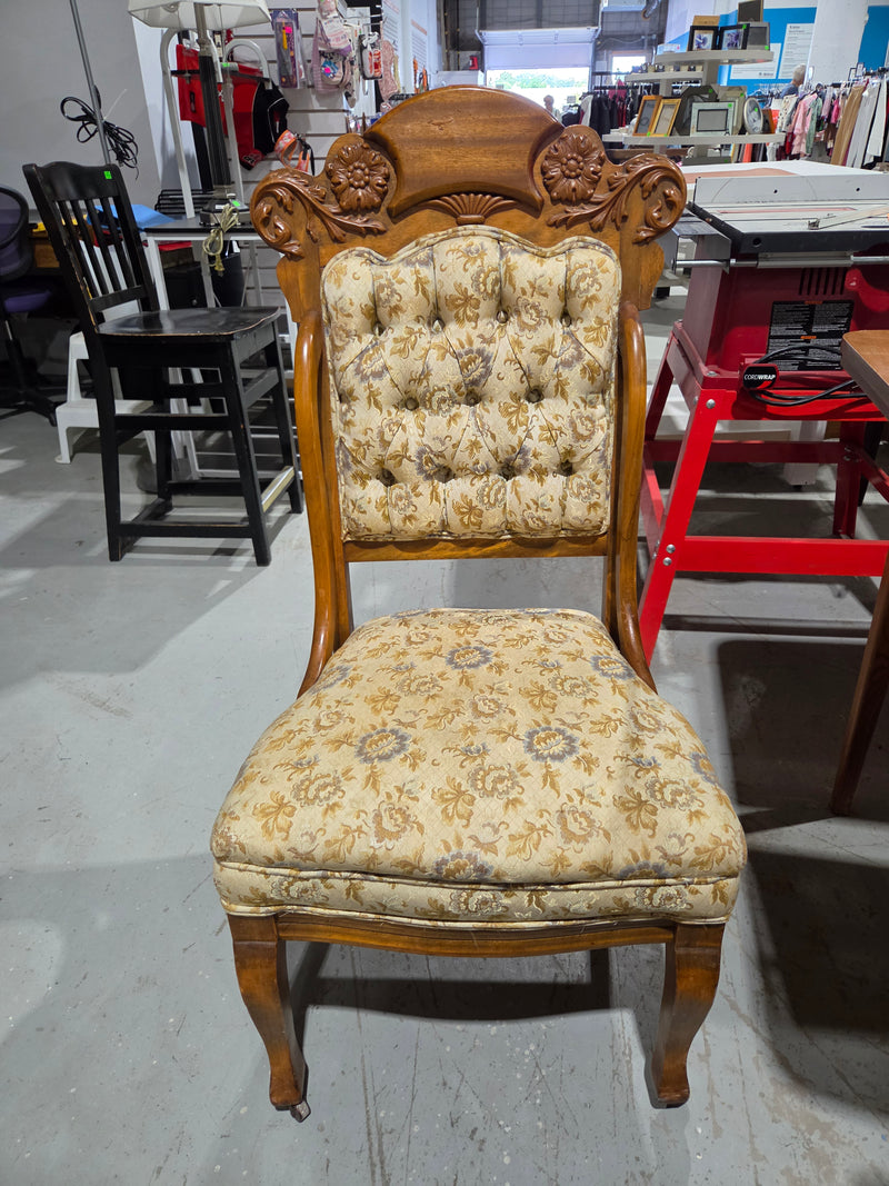 Vintage Carved Wood Accent Chair