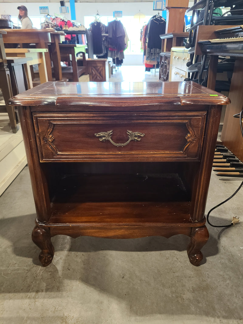 French Provincial Traditional Wood 1-Drawer Nightstand Side Table