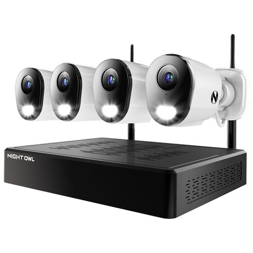 Night Owl Semi-Wireless 4K NVR Security System with 4 Bullet Cameras - White