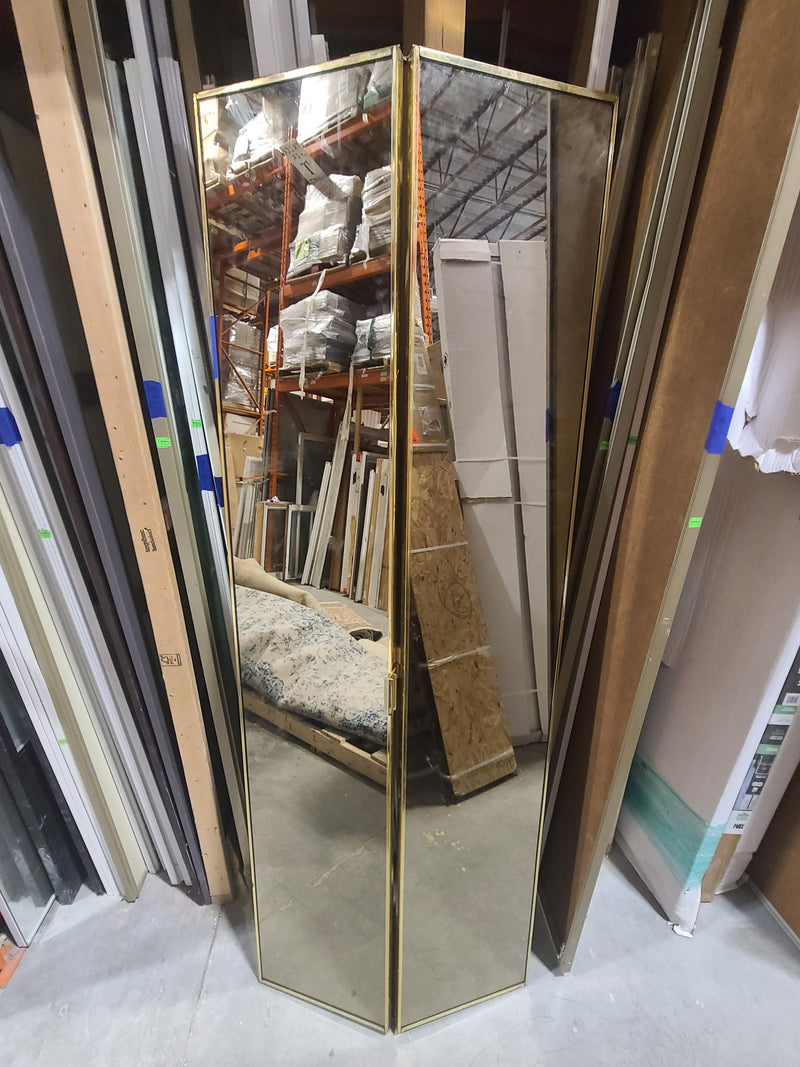 Excellent Condition Gold-Framed Bi-Fold Mirror Closet Doors
