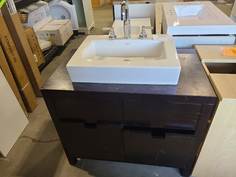 Dark Brown Vanity with Ceramic Sink
