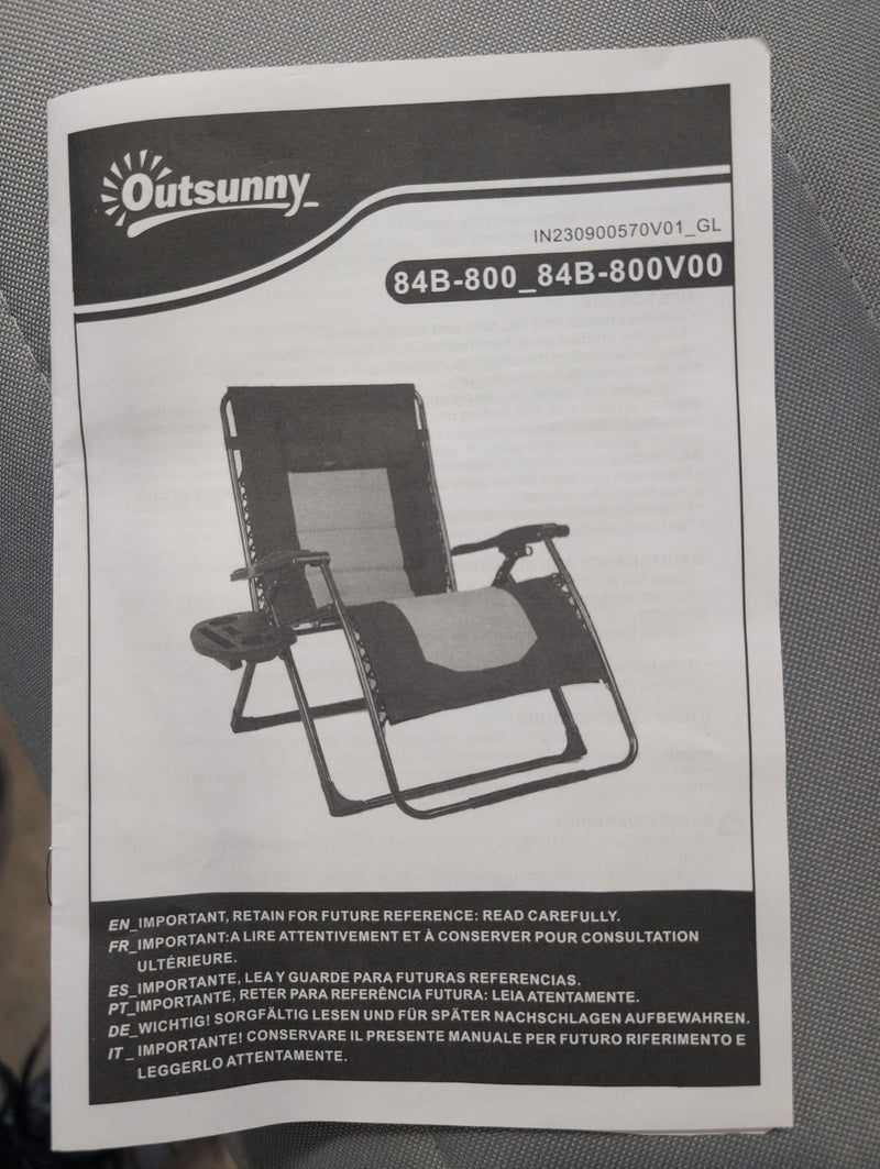 Outsunny Zero Gravity Lounger Chair with Cup Holder