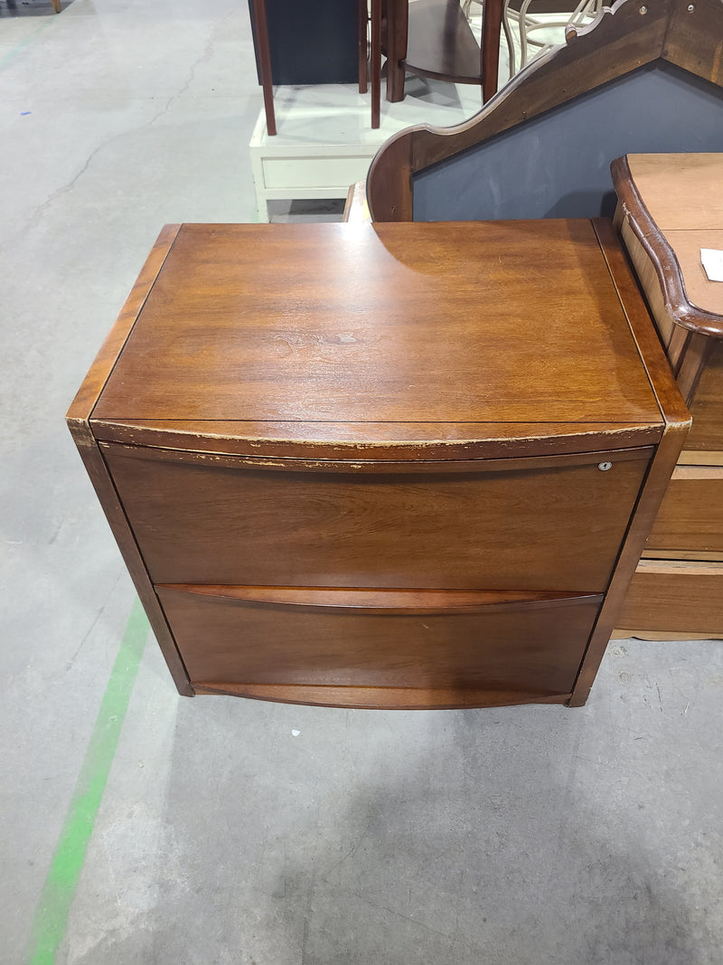 2-Drawer Wooden Lateral File Cabinet with Key Lock - Cherry Finish