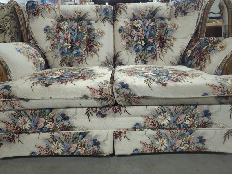 Red and Blue Floral Loveseat Sofa