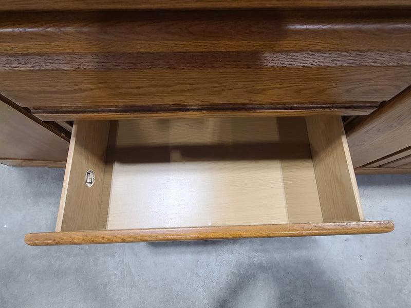 Solid Oak Palliser 6-Drawer Dresser with Center Storage Cabinet