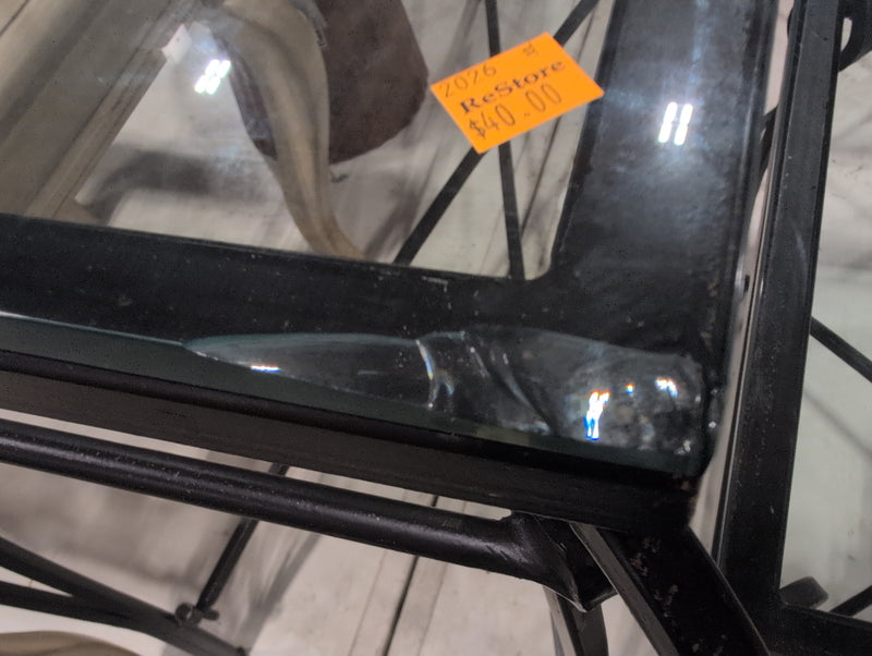Metal Console Table with Transparent Glass Top