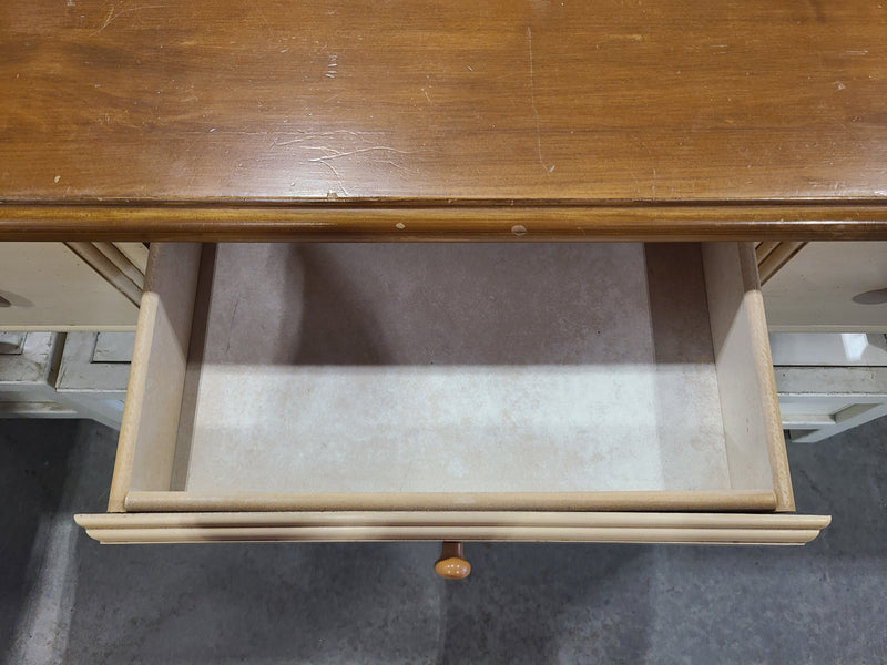 Two-Tone Country Cottage Wooden Coffee Table with Storage Drawers