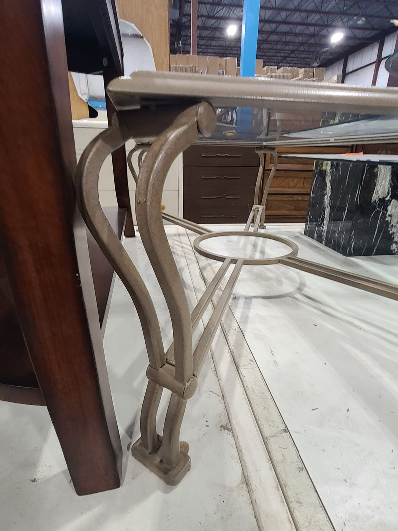 Contemporary Metal Frame Glass-Top Patio Coffee Table