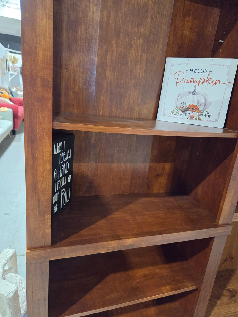 Classic Warm Chestnut Brown 4-Shelf Bookcase